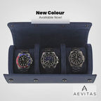 Premium Double Watch Roll in Blue Leather with Super Soft Suede Lining Video