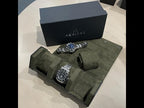 3 Watch Roll Case Hexagon Style in Fine Black Nappa Leather with Luxury Lining